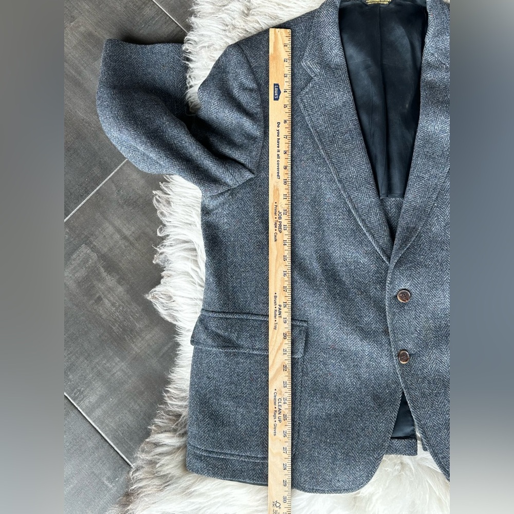 Vintage John Weitz Ivy Tweed Blazer 42R Gray/Blue Herringbone Wool USA - Picture 11 of 13